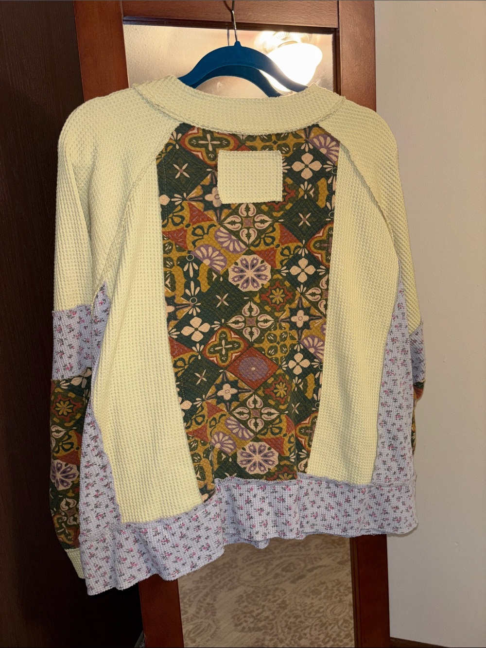POL Patterned Patchwork Long Sleeve Size Large - Picture 3 of 7